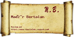 Maár Bertalan névjegykártya